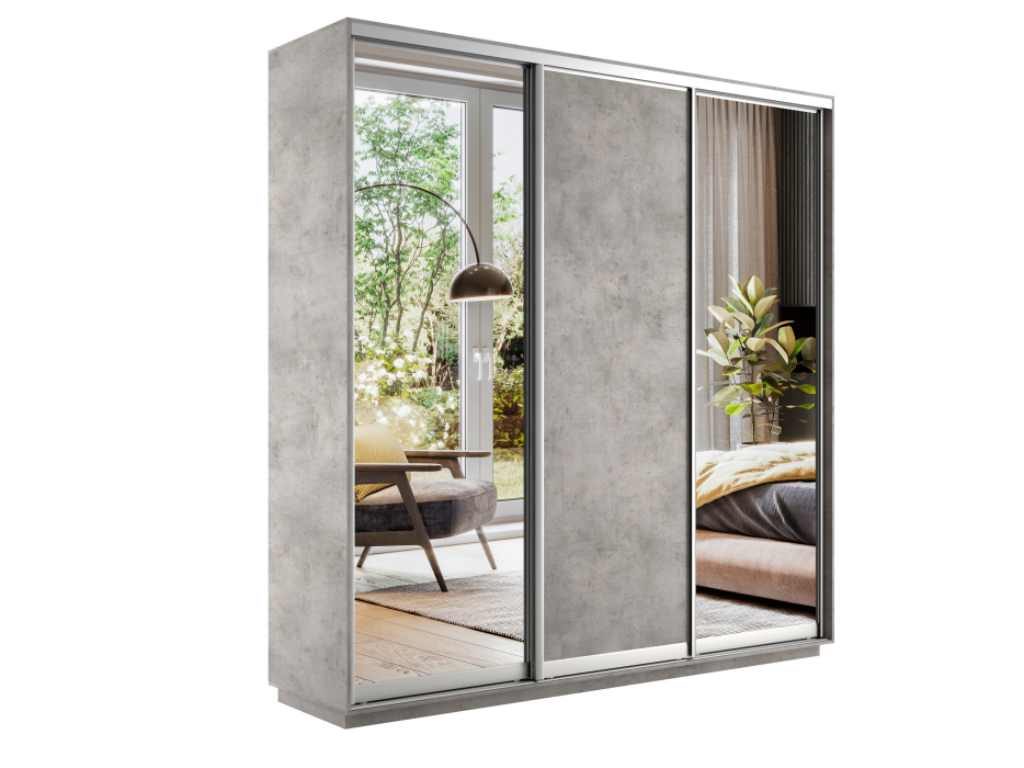 Шкафы-купе, Шкаф-купе Экспресс Медиум (2 зеркала) трио 2200 x 2400 x 600