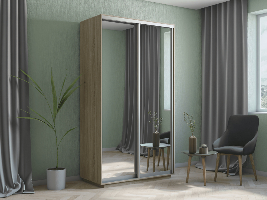 Шкафы-купе 2-х дверные, Шкаф-купе Экспресс Хит 2х дверный Зеркала 120х60х220