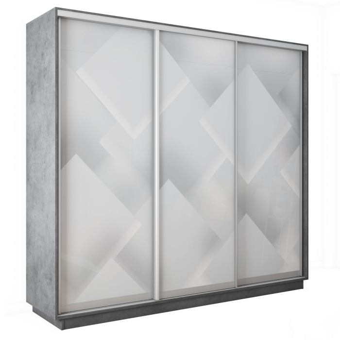 Шкафы-купе 3-х дверные, Шкаф-купе Экспресс 3-х дверный Фотопечать Квадрат Стекла 180х60х240