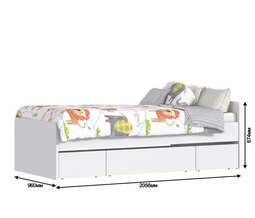 Кровати 90 см, Терра Кровать СБ-3149/1 с ящиками, основание СБ-3343 в подарок!