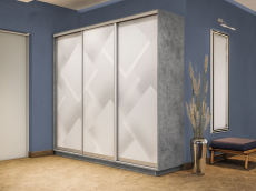 Шкафы-купе 3-х дверные, Шкаф-купе Экспресс 3-х дверный Фотопечать Квадрат Стекла 240х60х240