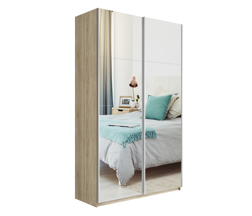 Шкафы-купе 2-х дверные, Шкаф Прайм дуо Зеркало+зеркало 2300 х 1400 х 570