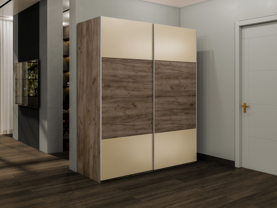 Шкафы-купе 2-х дверные, Шкаф-купе Эста 2-х дверный ДСП/Стекла фисташка/Доводчик 160х66х240