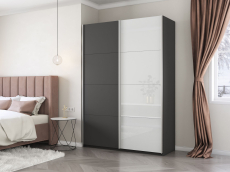 Шкафы-купе 2-х дверные, Шкаф-купе Прайм 2х дверный ДСП/Белый Глянец 120х57х230