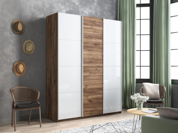 Шкаф-купе Прайм 3-х дверный Стекла белые/ДСП/Доводчики 210х57х230