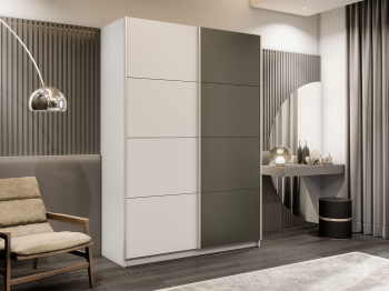 Шкаф-купе Прайм 2-х дверный ДСП/Стекло хаки/Доводчики 160х57х230