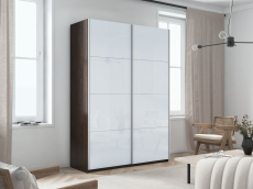 Шкафы-купе 2-х дверные, Шкаф-купе Прайм 2х дверный Белый глянец 160х57х230