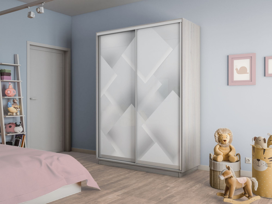 Шкафы-купе 2-х дверные, Шкаф-купе Экспресс 2-х дверный Фотопечать Квадрат Стекла 160х45х240