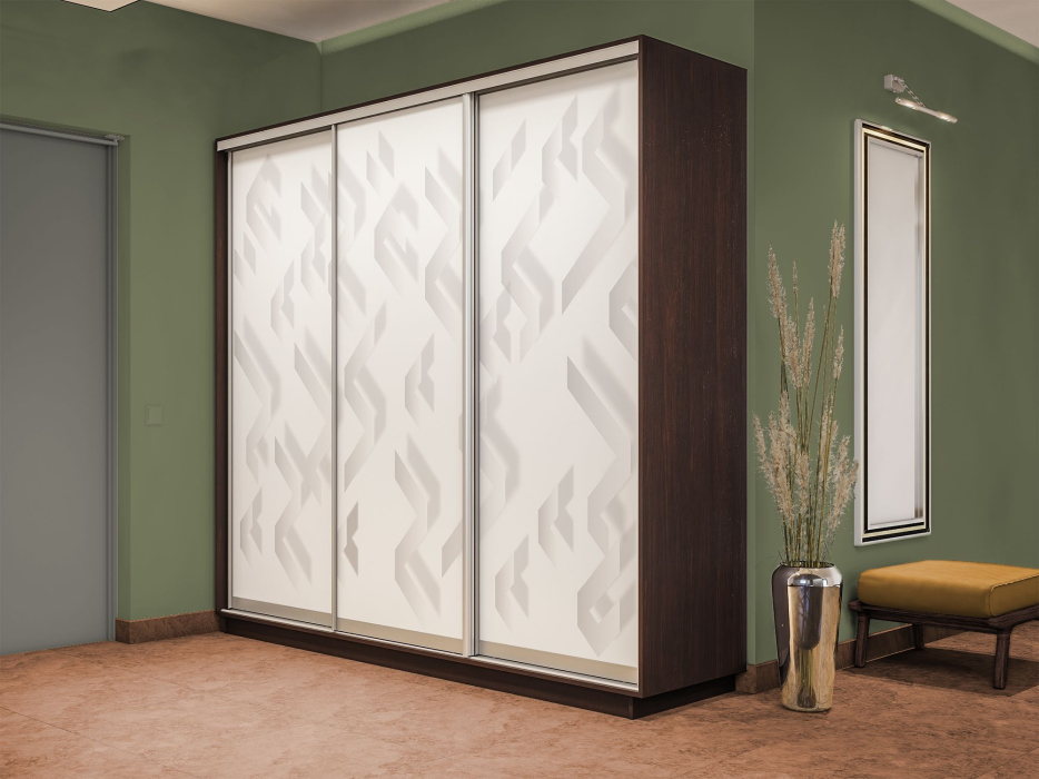 Шкафы-купе 3-х дверные, Шкаф-купе Экспресс 3-х дверный Фотопечать Ленты Стекла 240х60х240