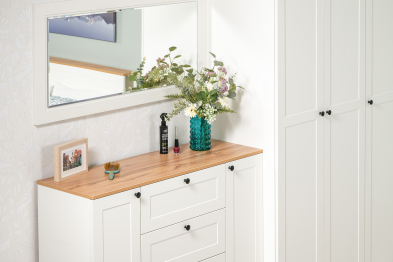 Комод Остин 16.221, белая шагрень, дуб золотой крафт