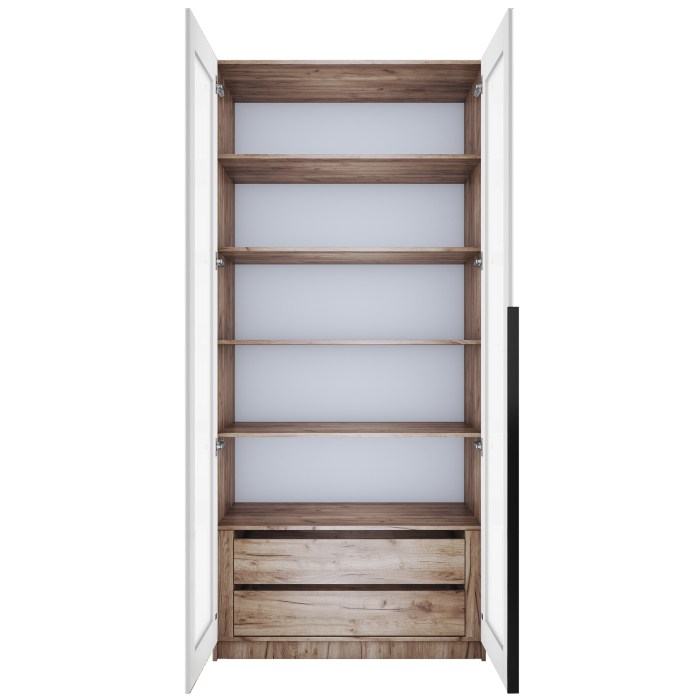 Шкафы распашные, Шкаф распашной Е1 Локер 101x52.5x220 см, с белым стеклом , полками и модулем